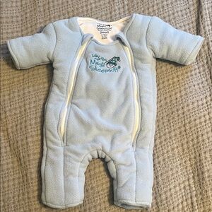 Baby Merlin’s Magic Sleepsuit, light blue fleece, small (3-6 months, 12-18 lbs)